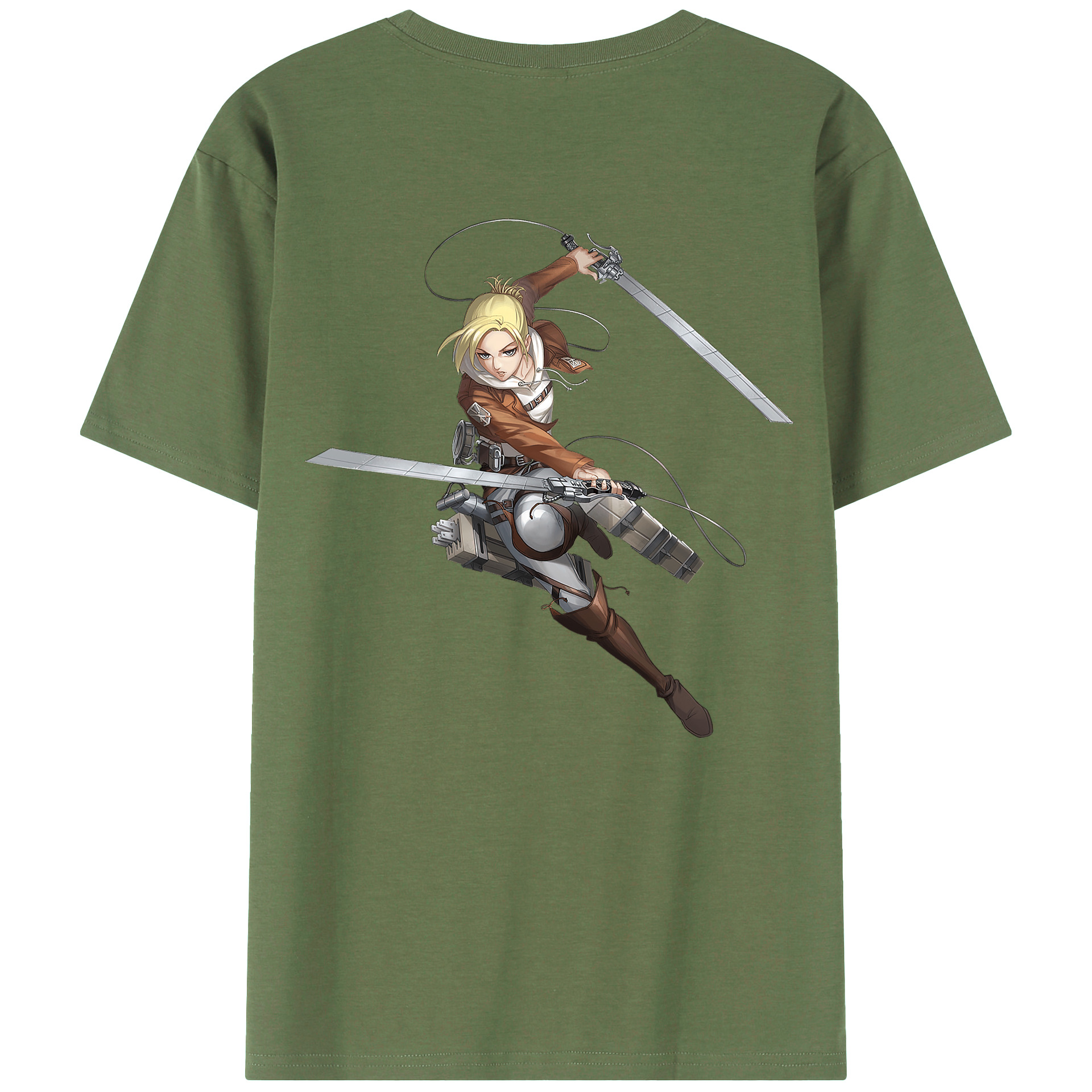 （画像用） 進撃の巨人 アニ・レオンハート Attack on Titan Annie Leonhart 綿100％ メンズ半袖Tシャツ（バックプリント） 通気性